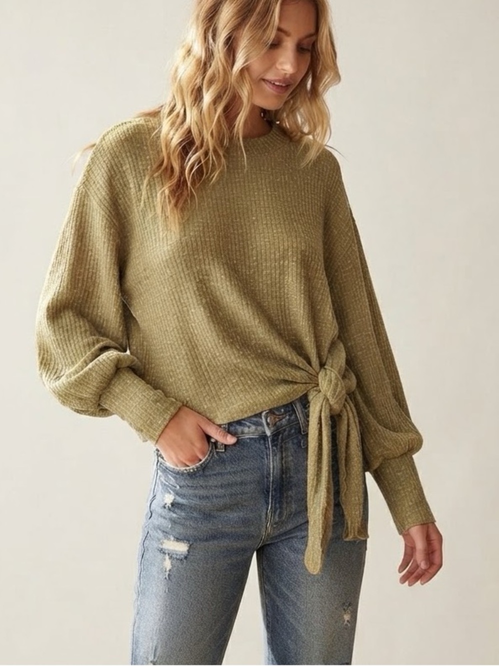Free People Beach Front Tie Sweater Size S